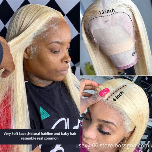 Human hair straight blonde wigs HD lace pre plucked,613 HD full lace wig human hair,100% human hair full lace wig vendors
